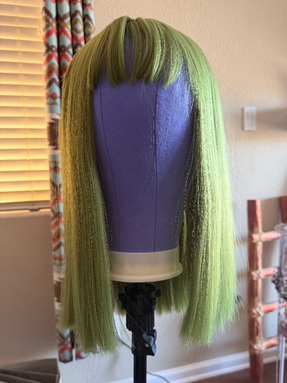 Pastel Green Wig with Bangs Straight Medium - Fantasy Cosplay Fairy Witchy Anime